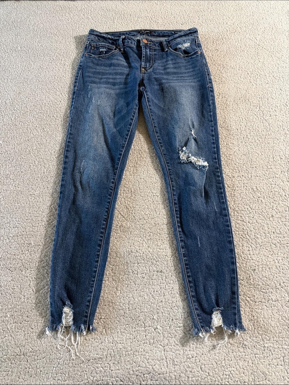 Dear John Joyrich Dark Blue Skinny Jeans with Distressed Hem 27